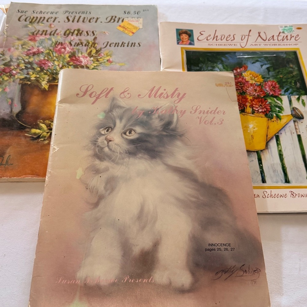 Susan Scheewe Art Painting‎ Instruction Books Lot of 3 Floral Cats Still Life